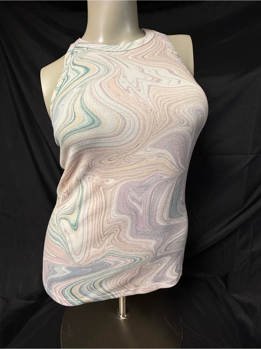 Old Navy Pastel Swirl Ribbed Tank Top - Pink, Lavender, Mint
